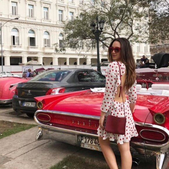 💕REALISATION PAR💕 Goldie Cherry Dress ~ Red Polka Dot Print XS 100% Silk - Picture 7 of 16